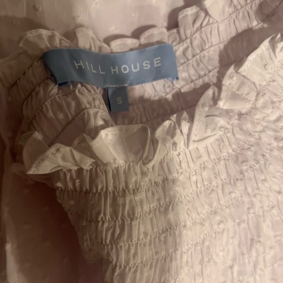 NWOT Hill House The Caroline Nap Dress White Swiss Dot Puff Short Sleeve Midi - Picture 2 of 11